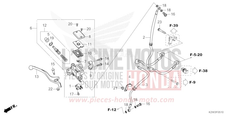 FRONT BRAKE MASTER CYLINDER for ST125A PEARL CADET GRAY (NHB95) from 2023