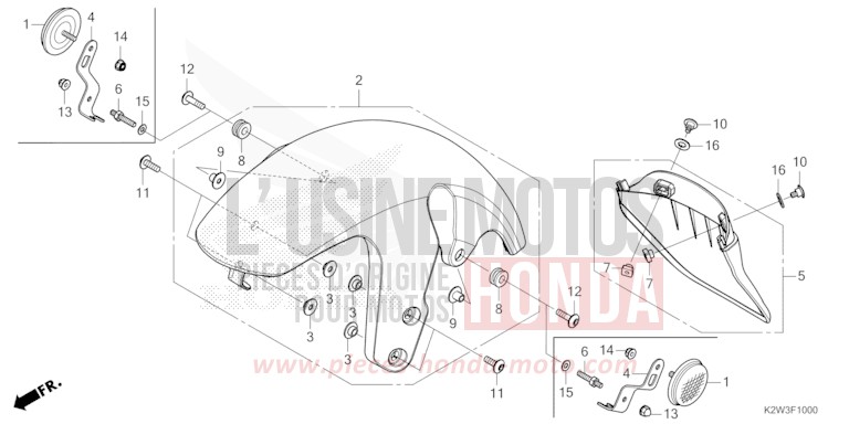 FRONT FENDER for ST125A PEARL CADET GRAY (NHB95) from 2023