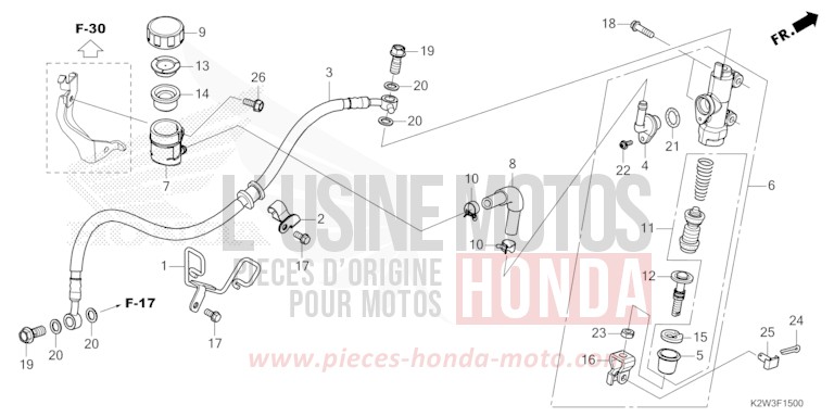 REAR BRAKE MASTER CYLINDER for ST125A PEARL CADET GRAY (NHB95) from 2023