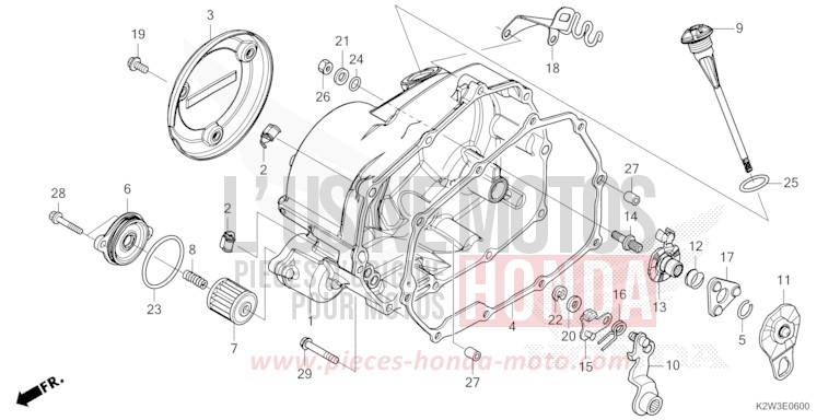 RIGHT CRANKCASE COVER for ST125A PEARL NEBULA RED (R376) from 2023