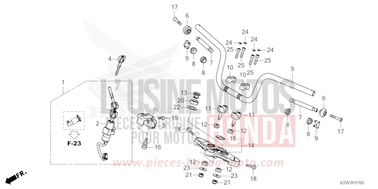 HANDLE PIPE/TOP BRIDGE for ST125A PEARL NEBULA RED (R376) from 2023