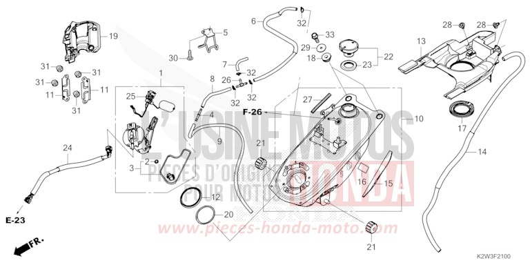 FUEL TANK/FUEL PUMP for ST125A PEARL NEBULA RED (R376) from 2023