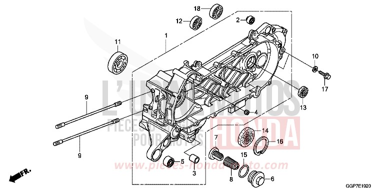 LEFT CRANKCASE for NSC50E M00NDUST SILVER METALLIC (NHB29) from 2014
