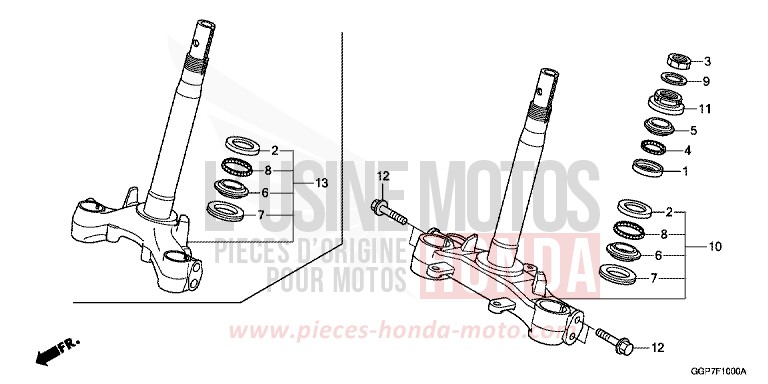 STEERING STEM for NSC50E M00NDUST SILVER METALLIC (NHB29) from 2014