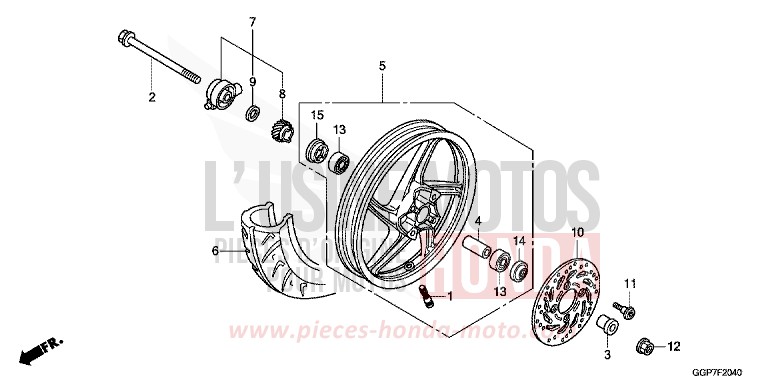 FRONT WHEEL for NSC50E MAT CARBONIUM GRAY METALLIC (NHB52) from 2014