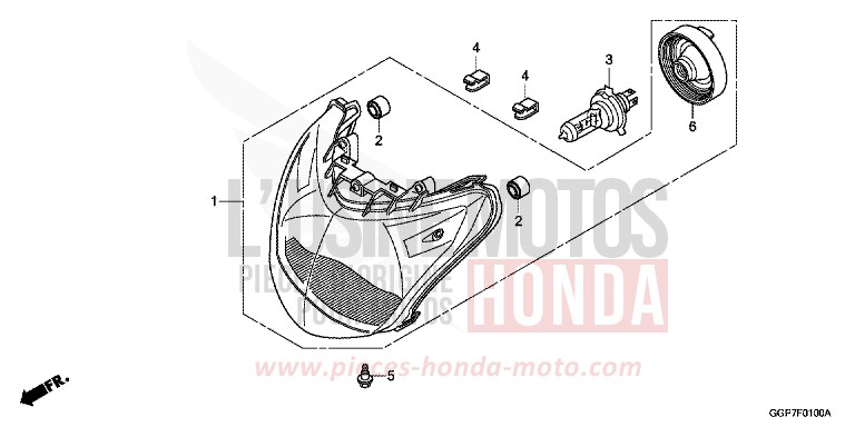 HEADLIGHT (NSC50/MPD/WH) for NSC50E PEARL COOL WHITE (NHA16) from 2014
