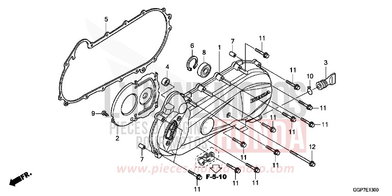 LEFT SIDE COVER for NSC50E PEARL SIENA RED (R320) from 2014