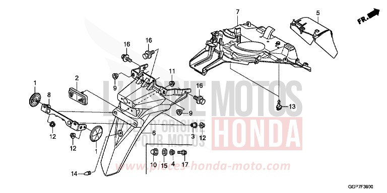 REAR FENDER (NSC50/MPD/WH) for NSC50E PEARL SIENA RED (R320) from 2014