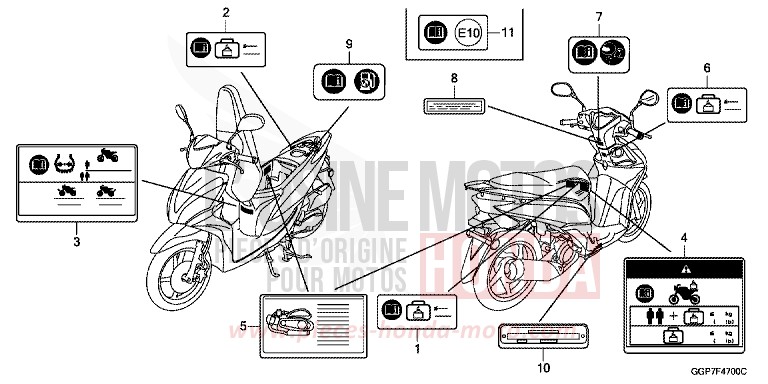 CAUTION LABEL (NSC50/MPD/WH) for NSC50E PEARL SIENA RED (R320) from 2014