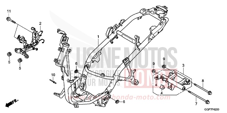 FRAME BODY (NSC50/MPD/WH) for NSC50MPD PEARL PROCYON BLACK (NHA06) from 2012