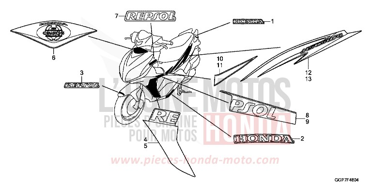 MARK/STRIPE (NSC50T2-6E,7ED) for NSC50MPD VIBRANT ORANGE (YR250) from 2015