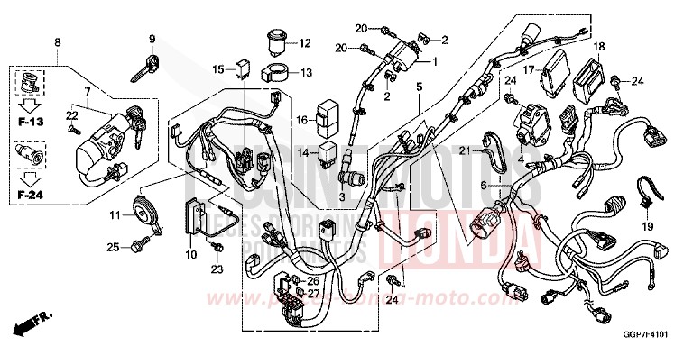 WIRE HARNESS (NSC502WH/T2) for NSC50MPD HYPER RED (R348) from 2015