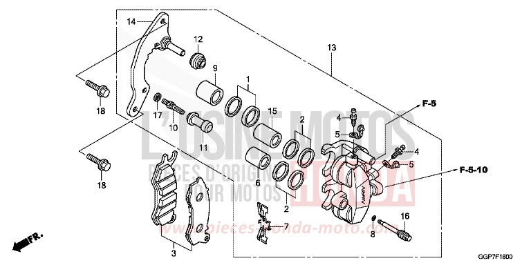 FRONT BRAKE CALIPER for NSC50MPD M00NDUST SILVER METALLIC (NHB29) from 2014