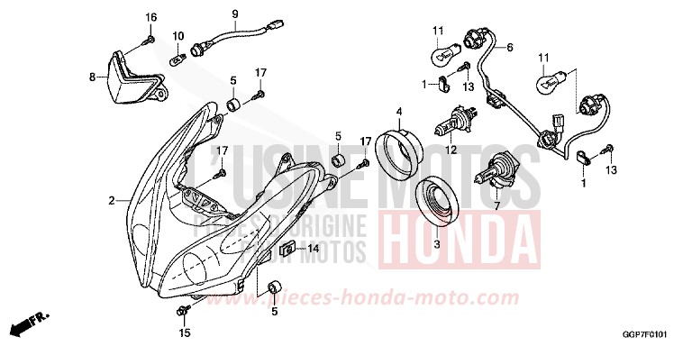 PROJECTEUR (NSC502WH/T2) for NSC50MPD VIBRANT ORANGE (YR250) from 2013