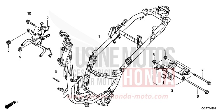 CARROSSERIE DE CHASSIS (NSC502WH/T2) for NSC50MPD VIBRANT ORANGE (YR250) from 2013