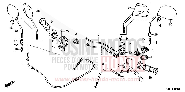 LEVA MANUBRIO/INTERRUTTORE/CAVO per NSC50MPD CANDY LUCID RED (R264) del 2012