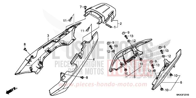 SEAT COWL for NC750XD SWORD SILVER METALLIC (NHA95) from 2017