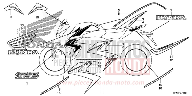 MARK (CB1000RE,RF/1000RAE,RAF) for CB1000R HYPER RED (R348B) from 2015