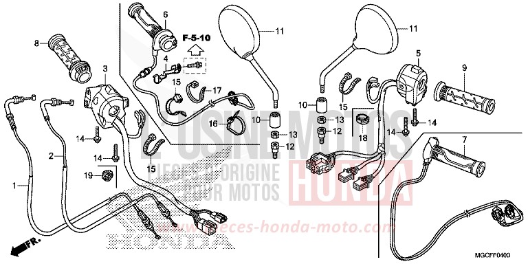 SWITCH/CABLE/MIRROR for CB1100 MAT BETA SILVER METALLIC (NHC08) from 2019