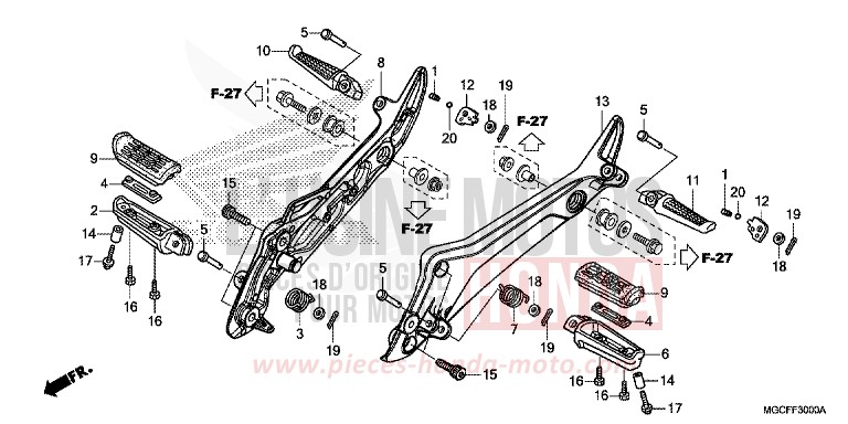 PEDANA per CB1100 MAT BETA SILVER METALLIC (NHC08) del 2019