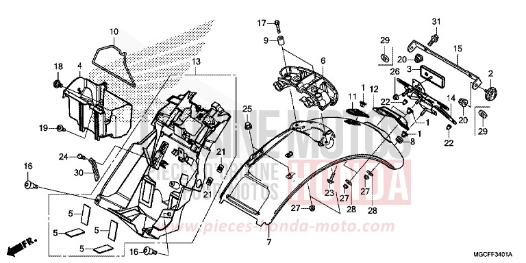 REAR FENDER (CB1100CA/NA/NAD) for CB1100 MAT BETA SILVER METALLIC (NHC08) from 2019