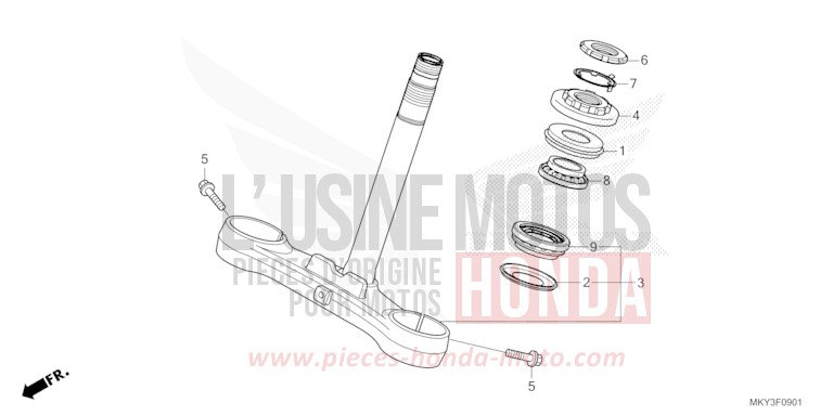 STEERING STEM (CBR650RA) for CBR650R GRAND PRIX RED (R380) from 2021