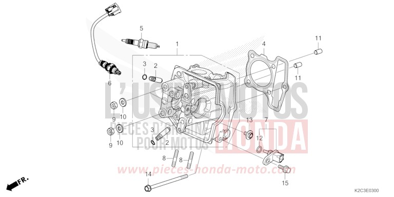 CYLINDER HEAD for NSC110 CANDY NOBLE RED (R350) from 2021