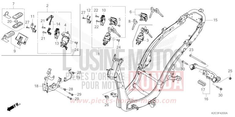 TELAIO per NSC110 CANDY NOBLE RED (R350) del 2021