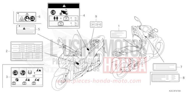 CAUTION LABEL for NSC110 CANDY NOBLE RED (R350) from 2021