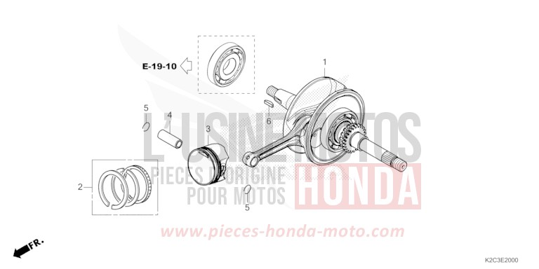 CRANKSHAFT/PISTON for NSC110 MAT GALAXY BLACK METALLIC (NHA76) from 2021
