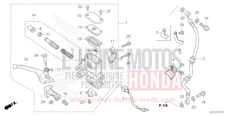 FRONT BRAKE MASTER CYLINDER for NSC110 PEARL JASMINE WHITE (NHB35) from 2021