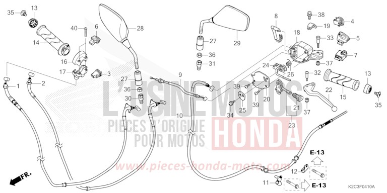 HANDLE LEVER/SWITCH/CABLE/MIRROR for NSC110 POSEIDON BLACK METALLIC (NHB25) from 2021