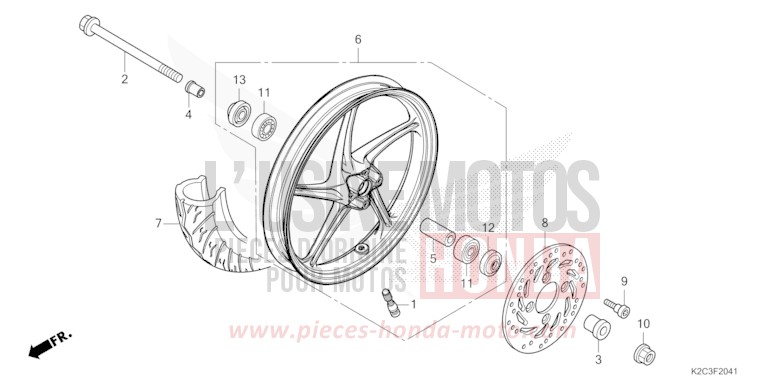 FRONT WHEEL (NSC110-E,ED,RU) for NSC110 PEARL JASMINE WHITE (NHB35) from 2023