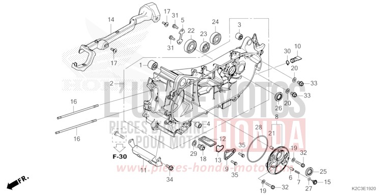 LEFT CRANKCASE for NSC110 PEARL JUPITER GRAY (NHC60) from 2023