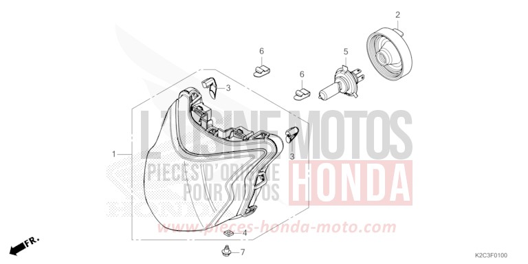 HEADLIGHT for NSC110 PEARL JUPITER GRAY (NHC60) from 2023