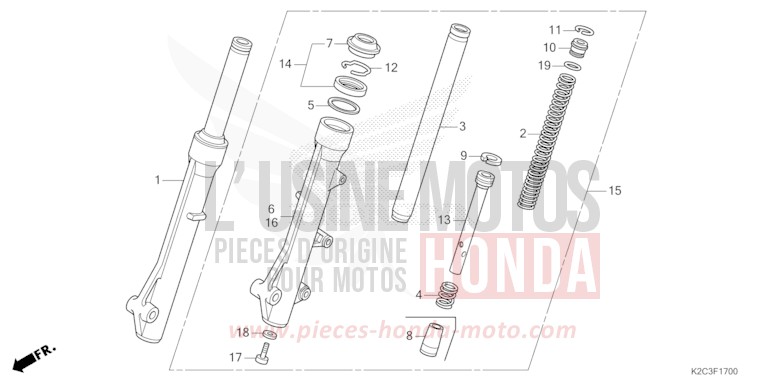 FRONT FORK for NSC110 PEARL JUPITER GRAY (NHC60) from 2023