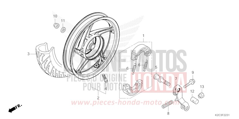 REAR WHEEL (NSC110-E,ED,RU) for NSC110 PEARL JUPITER GRAY (NHC60) from 2023
