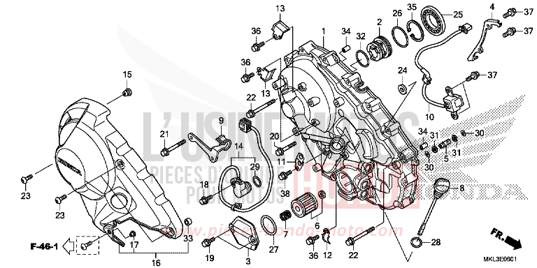 RIGHT CRANKCASE COVER (NC750XD) for NC750XD CANDY CHROMOSPHERE RED (R381) from 2019
