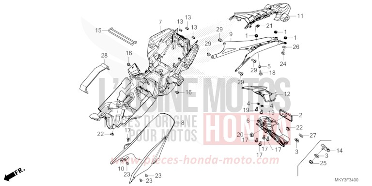 REAR FENDER for CBR650R MAT GUNPOWDER BLACK METALLIC (NH436) from 2021