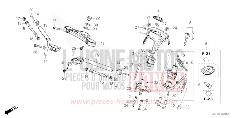 HANDLE PIPE/TOP BRIDGE (CBR650RA) for CBR650R GRAND PRIX RED (R380) from 2021