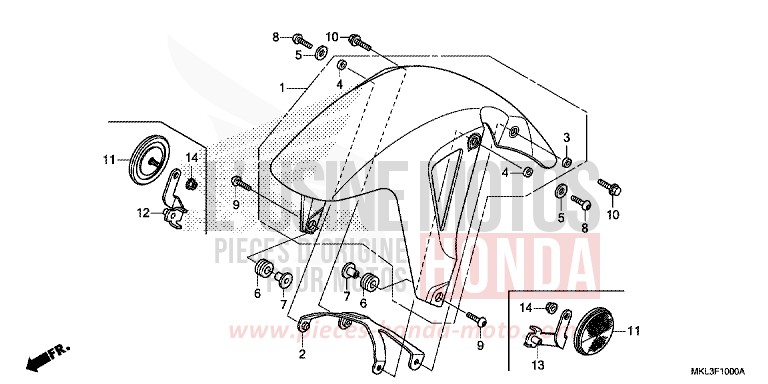 FRONT FENDER for NC750XD GLINT WAVE BLUE METALLIC (B197) from 2019