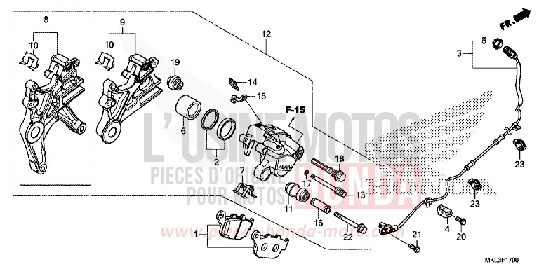 REAR BRAKE CALIPER for NC750XD MAT BALLISTIC BLACK METALLIC (NHA86) from 2019