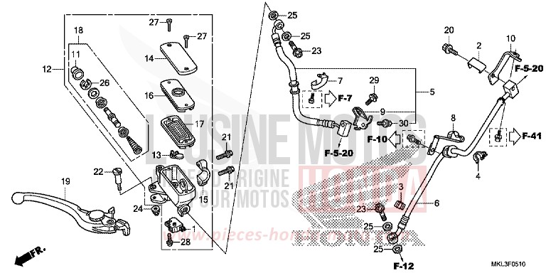 FRONT BRAKE MASTER CYLINDER for NC750XD MAT PEARL GLARE WHITE (NHB54) from 2019