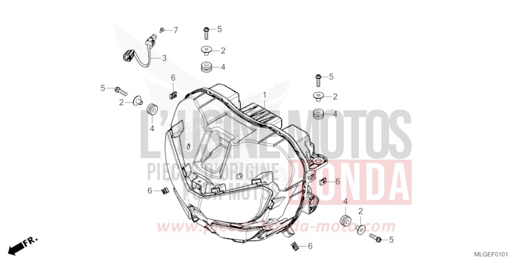 HEADLIGHT (CRF1100A2/A4/AL2/D2/D4/DL2/DL4) for CRF1100D PEARL GLARE WHITE (NHB53H) from 2023