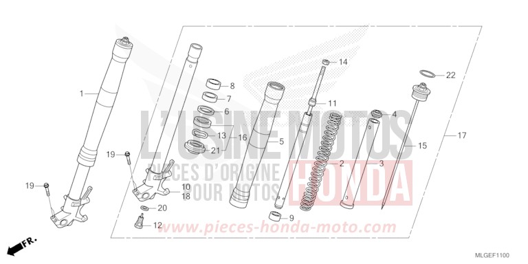 FRONT FORK (1) for CRF1100D MAT IRIDIUM GRAY METALLIC (NHC64) from 2023