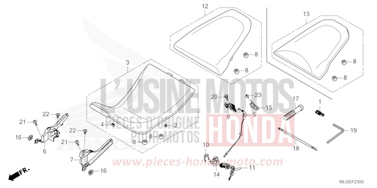 SEAT for CRF1100D MAT IRIDIUM GRAY METALLIC (NHC64) from 2023
