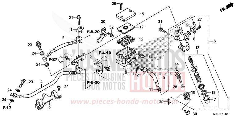 REAR BRAKE MASTER CYLINDER for NC750XD CANDY CHROMOSPHERE RED (R381) from 2020