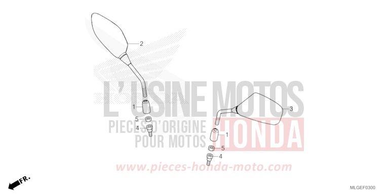 MIRROR for CRF1100D GRAND PRIX RED (R380B) from 2023