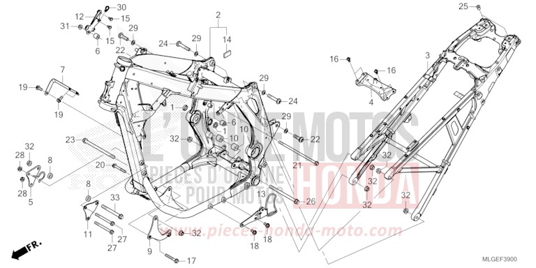 FRAME BODY for CRF1100D GRAND PRIX RED (R380B) from 2023