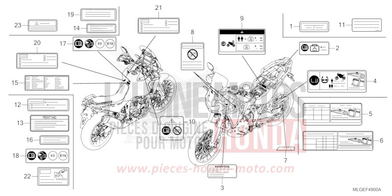 CAUTION LABEL for CRF1100D GRAND PRIX RED (R380B) from 2023